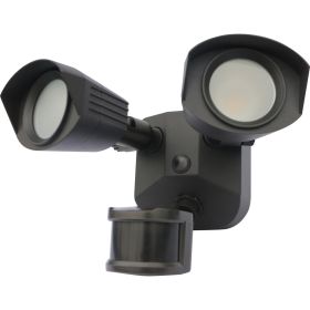 Satco 65-219 Dual-Head LED Security Light with Motion Sensor 20 Watts 1900 Lumens Bronze Finish