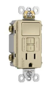 Pass & Seymour radiant 1597SWTTRICCD4 radiant Combination Single Pole Switch and Tamper-Reistant 15A Duplex Self-Test GFCI Receptacles with SafeLock Protection Ivory