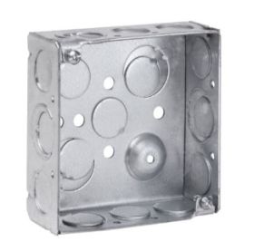 Crouse-Hinds TP404 4 In. Square 1-1/2 In. Deep Welded Steel Box with Ground Bump 1/2 & 3/4 In. Knockouts