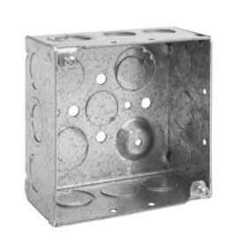 Crouse-Hinds TP403 4 In. Square 2-1/8 In. Deep Welded Steel Box with Ground Bump 1/2 & 3/4 In. Knockouts