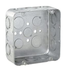 Crouse-Hinds TP563 4-11/16 In. Square 2-1/8 In. Deep Drawn Steel Box with Rolled Corners 1/2 & 3/4 In. Concentric Knockouts