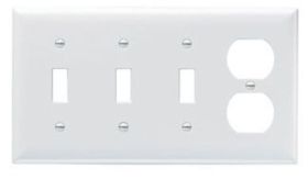 Pass & Seymour Sierraplex SP38-LA Standard Combination Wallplate 3 Gangs Light Almond 5 in Thermoplastic