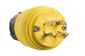 Pass & Seymour Turnlok 26W75 Watertight Locking Plug, 250 VAC, 20 A, 3 Poles, 4 Wires, Yellow