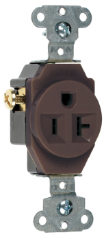 Pass & Seymour 5351 Heavy Duty Spec Grade Single Receptacles Side Wire 20A 125V Brown 3W