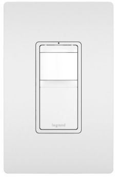 Pass & Seymour RRW600UTC radiant 1-Pole 3-Way 2-Wire Occupancy Sensor With Adjustable Light Levels, 120 VAC, 600 ft Coverage, 180 deg, Wall Mount