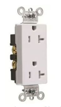 Pass & Seymour TR26352-W Decorator Duplex Tamper Resistant Straight Blade Receptacle 125 VAC 20 A 2 Poles 3 Wires White