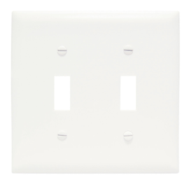 Pass & Seymour TPJ2W Toggle Switch Openings Two Gang White Thermoplastic Plate