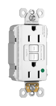 Pass & Seymour PT1597-HGTRW Self-Test Tamper Resistant GFCI Receptacle With Matching TP Wall Plate, 125 VAC, 15 A, 2 Poles, 3 Wires, White