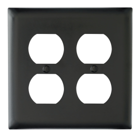 Pass & Seymour TP82BK Duplex Receptacle Openings Two Gang Black Thermoplastic Plate