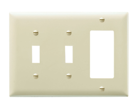 Pass & Seymour TP226 Combination Openings 2 Toggle Switch and 1 Decorator Three Gang Brown Thermoplastic Plate