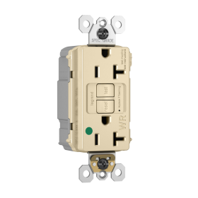 Pass & Seymour PT2097HGTRWRI PlugTail Hospital Grade Tamper-Resistant Weather-Resistant 20A Duplex Self-Test GFCI Receptacles with SafeLock Protection Ivory