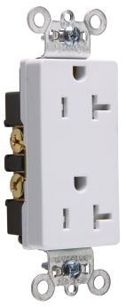 Pass & Seymour TR26342-W Decorator Duplex Tamper Resistant Straight Blade Receptacle 125 VAC 20 A 2 Poles 3 Wires White