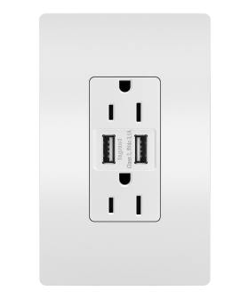 Pass & Seymour TM826USBW radiant 15A Tamper-Resistant USB Outlet 15 A 120 VAC