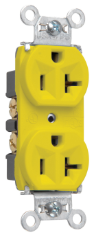 Pass & Seymour 5362YLW 20A 125V Hard Use Spec-Grade Duplex Receptacle Back and Side Wire Yellow