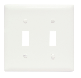 Pass & Seymour TP2W Toggle Switch Openings Two Gang White Thermoplastic Plate