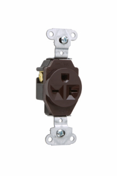 Pass & Seymour 5851 Heavy Duty Spec Grade Single Receptacles Side Wire 20A 250V Brown 3W