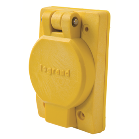 Pass & Seymour Turnlok 69W47 Single Watertight Locking Receptacle, 125 VAC, 30 A, 2 Poles, 3 Wires, Yellow