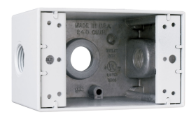 Pass & Seymour WPBD23-W 3-Hole Weatherproof Device Box With Threaded Hole, Die Cast Aluminum, 23 cu-in, 1 Gang, 1 Outlet