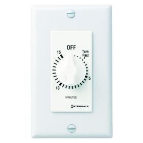 Intermatic FD15MWC 15-Minute Max Spring Wound Countdown Timer Decorator Style No Hold 125-277 VAC SPST White