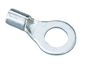 Ideal 83-0431 1-Hole Non Insulated Bare Ring Terminal, 8 AWG, 1/4 in Stud, Tin Plated Brass