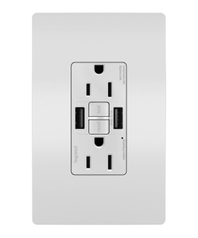 Pass & Seymour radiant 1597TRUSBAA-W 15A Tamper-Resistant Self-Test GFCI USB Type-Aa Outlet White