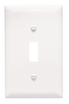 Pass & Seymour TPJ1W Toggle Switch Openings One Gang White Thermoplastic Plate