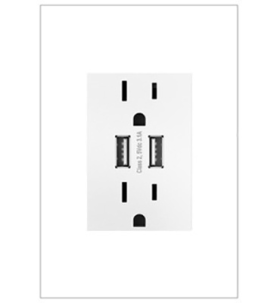 Pass & Seymour adorne ARTRUSB153W4WP adorne Dual-USB Outlet with Gloss White Wall Plate White