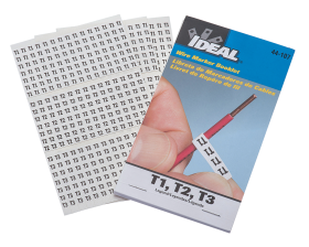 Ideal 44-107 Pre-Printed Wire Marker Booklet, 1-1/2 in L x 1/4 in W, Black/White, Plastic Impregnated Cloth