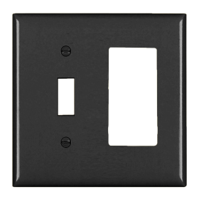 Pass & Seymour TP126BK Combination Openings 1 Toggle Switch and 1 Decorator Two Gang Black Thermoplastic Plate