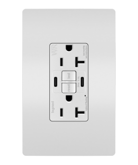 Pass & Seymour radiant 2097TRWRUSBCCW radiant Tamper-Resistant Weather-Resistant Duplex Self-Test GFCI with USB Type C/C Outlet White