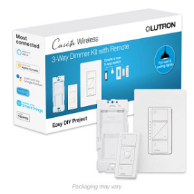 Lutron P-DIM-3WAY-WH Caseta 3-Way Wireless In-Wall Dimmer Kit with Remote 120V White - Includes: (1) In-Wall Dimmer (1) Claro