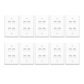 Pass & Seymour On-Q WP3404WH10 1-Gang 4-Port Wall Plate White 10-Pack