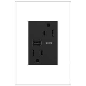 Pass & Seymour adorne ARTRUSB156ACG4 adorne 15A Tamper-Resistant Ultra-Fast USB Type-A/C Outlet Graphite