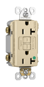 Pass & Seymour 2097-HGTRNAI radiant Duplex Self-Test Tamper Resistant GFCI Receptacle With Matching TP Wall Plate, 125 VAC, 20 A, 2 Poles, Ivory