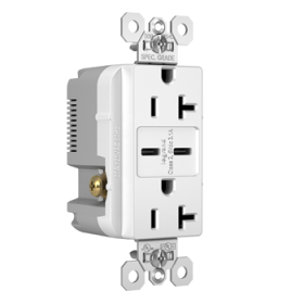 Pass & Seymour TR20USBCCW Spec Grade Type C USB Charging Receptacle - White TR20USBCCW