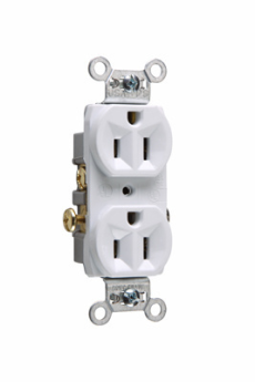 Pass & Seymour CR15-W Duplex Straight Blade Receptacle 125 VAC 15 A 2 Poles 3 Wires White