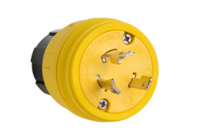 Pass & Seymour Turnlok 28W48 Watertight Locking Plug, 250 VAC, 30 A, 2 Poles, 3 Wires, Yellow