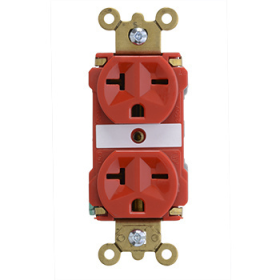 Pass & Seymour Straight Blade Receptacle 5862-ARED 3-Phase Extra Heavy Duty Duplex Wall Mount Straight Blade Receptacle, 250 VAC, 20 A, 2 Poles, 3 Wires, Red