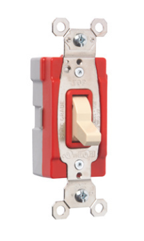 Pass & Seymour PT20AC3-ISL PlugTail 3-Way Illuminated Specification Grade Toggle Switch, 120/277 VAC, 20 A, DPDT