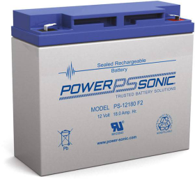 Power Sonic PS-12180F2 Rechargeable Battery 12V 18 Ah F2 Terminals ABS Plastic Case 7.13 In. Length