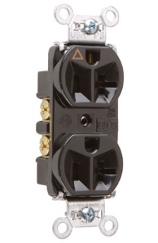 Pass & Seymour IG5362-BK Duplex Heavy Duty Straight Blade Receptacle, 125 VAC, 20 A, 2 Poles, 3 Wires, Black