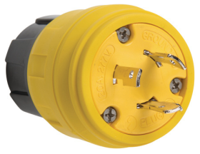 Pass & Seymour Turnlok 26W49 Watertight Locking Plug, 277 VAC, 20 A, 2 Poles, 3 Wires, Yellow