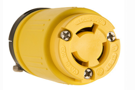 Pass & Seymour Turnlok 2549 Dust-Tight Small Straight Blade Locking Connector, 250 VAC, 15 A, 2 Poles, 3 Wires, Yellow