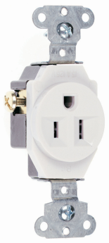 Pass & Seymour 5251-W Grounding Heavy Duty Single Straight Blade Receptacle 125 VAC 15 A 2 Poles 3 Wires White