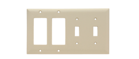 Pass & Seymour Sierraplex SP2262-I Standard Combination Wallplate 2 Gangs Ivory 5 in Thermoplastic