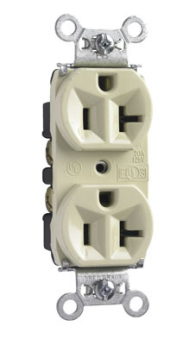 Pass & Seymour 5362I Hard Use Spec Grade Receptacle Back and Side Wire 20A 125V Ivory 20 A 125 VAC 3W