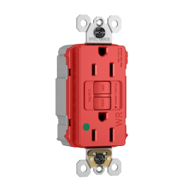 Pass & Seymour PT1597HGTRWRRED PlugTail Hospital Grade Tamper-Resistant Weather-Resistant 15A Duplex Self-Test GFCI Receptacle Red