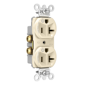 Pass & Seymour Straight Blade Receptacle 5362CD-LA Decorator Duplex Dual Controlled Plug Load Straight Blade Receptacle, 125 VAC, 20 A, Light Almond