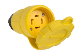 Pass & Seymour Turnlok 29W75 Straight Body Watertight Locking Connector, 250 VAC, 30 A, 3 Poles, 4 Wires, Yellow