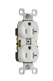 Pass & Seymour TR5352-I Duplex Tamper Resistant Straight Blade Receptacle 125 VAC 20 A 2 Poles 3 Wires Ivory